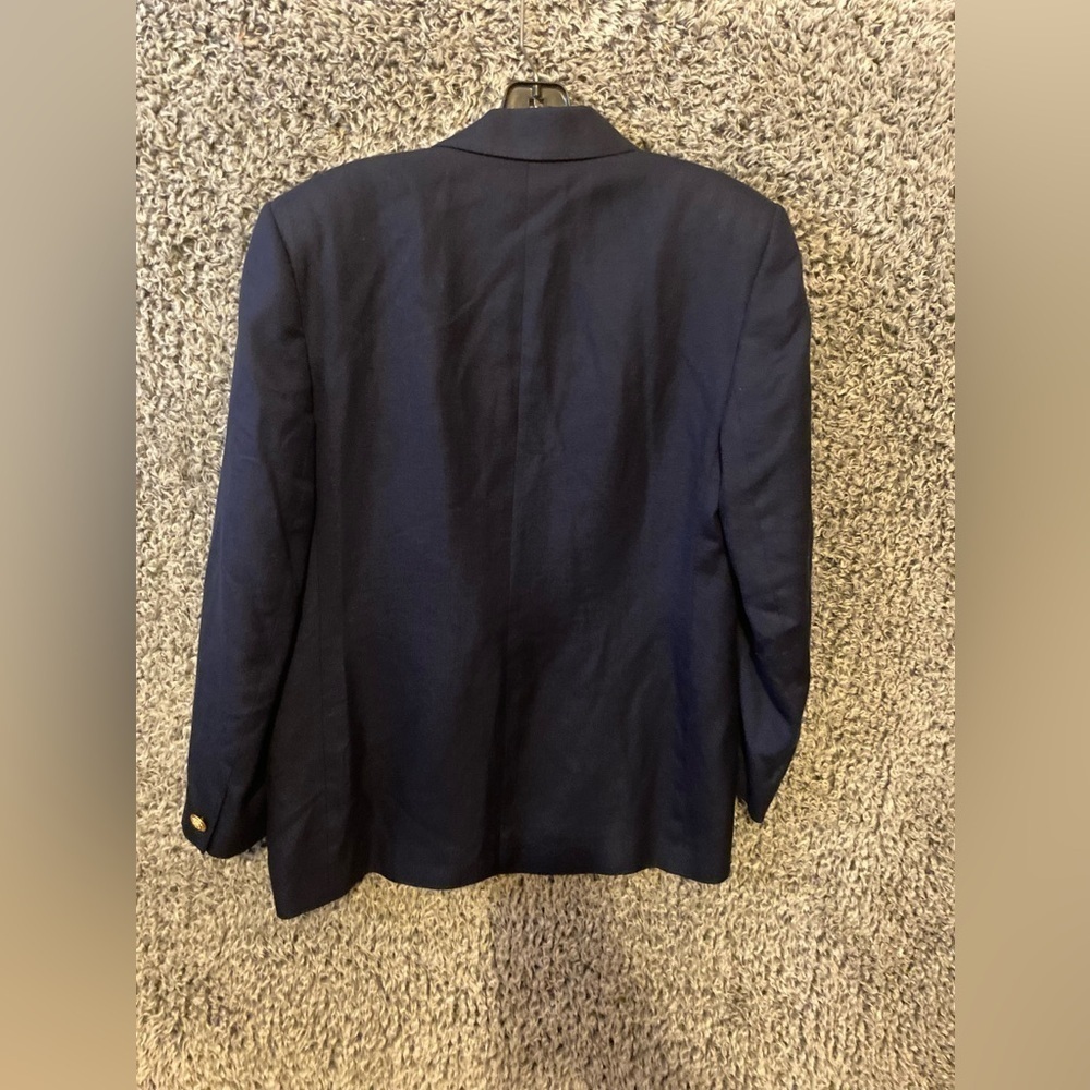 Vintage TALBOTS Petites 8 Blue Career Blazer Jacket Italian Fabric Made USA - Picture 7 of 8
